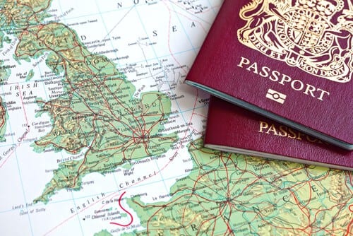 British Passports on European Map
