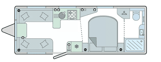 illustrated diagram of the inside of the caravan