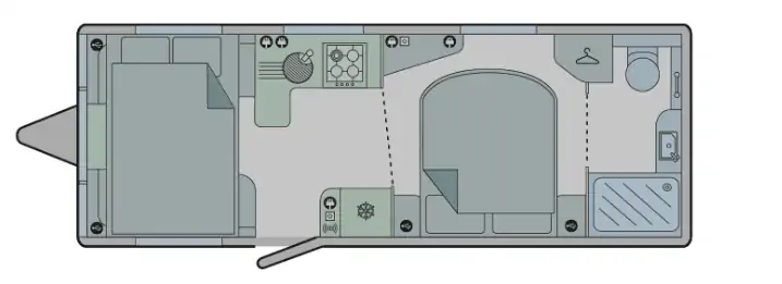 Illustration of the inside of the caravan